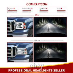 For 2005-2007 Ford F350 F450 F550 Super duty LED DRL BAR Headlights HeadLamps