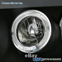 For 99-04 F250 F350 F450 Super Duty Black LED Halo Projector Headlights Lamps