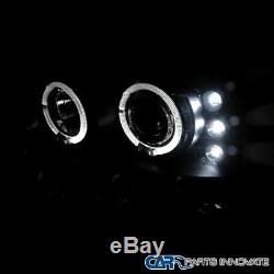 For 99-04 F250 F350 F450 Super Duty Black LED Halo Projector Headlights Lamps