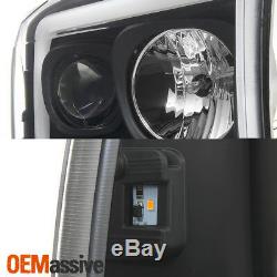 For 99-04 Ford F250 Super Duty / 00-04 Ford Excursion Projector Headlights Black
