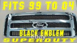 Ford CHROME Grille CONVERSION Black emblem 99-04 Super Duty F250 F350 F450 Free