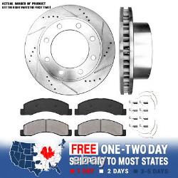Front Drill And Slot Brake Rotors Ceramic Pads For Ford Excursion F250 F350 4WD