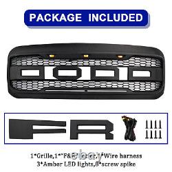 Front Grille For 1999-2004 Ford F250 F350 Super Duty Front Bumper Grill WithLights