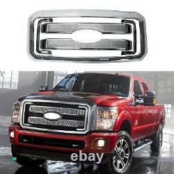 Front Mesh Grille Cover For 2011-2016 Ford F250 350 450 Super Duty Grills Chrome