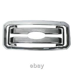 Front Mesh Grille Cover For 2011-2016 Ford F250 350 450 Super Duty Grills Chrome
