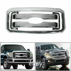 Front Mesh Grille For 2011-2016 Ford F250 F350 Super Duty Chrome Grill Covers