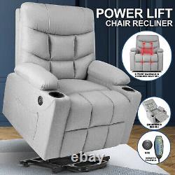 Full Auto Electric Power Lift Massage Heat Recliner Chair USB Vibration Control