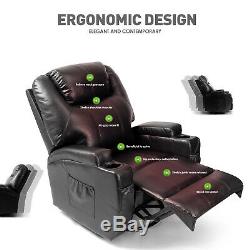 Full Body Massage Recliner Chair Leather Vibrating Heat Lounge 360° Swivel Black