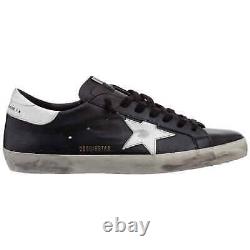 Golden Goose Super-Star Black Leather White Star Sneakers, Brand Size 46  US