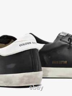 Golden Goose Super-Star Black Leather White Star Sneakers, Brand Size 46  US