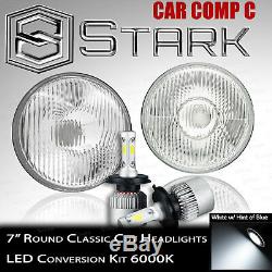 H6024 Head Light Glass Housing Lamp Classic Chrome 7 Round LED Convesion Kit -A