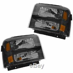 Harley Davidson Style Headlights Headlamps Pair Set for 05-07 Ford Super Duty