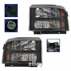 Harley Davidson Style Headlights Headlamps Pair Set for 05-07 Ford Super Duty