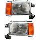 Headlight Set For 87-91 Ford F-150 88-91 F Super Duty Left & Right Withside Marker