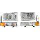 Headlights Chrome Set Fits 99-04 Ford F250 F350 F450 Superduty Excursion 4pc