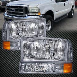 Headlights Set with Xenon Fit 1999-2004 Ford F250 F350 Super Duty Ford Excursion