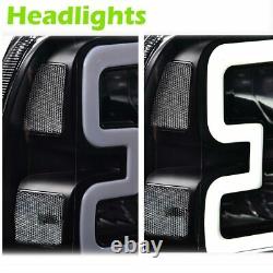 LED DRL Clear/Black Headlights Fit For 05-07 Ford F250 F350 F450 F550 Super Duty