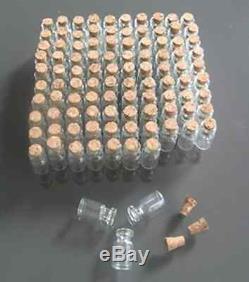LOT of 50 small glass vials with cork tops 1 ml tiny bottles Little empty jars