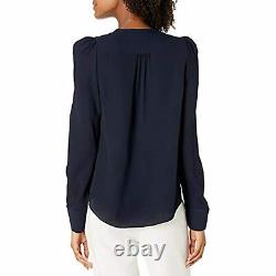 MSRP $315 Theory Women Ruched Sheer Blouse Blue Size XL