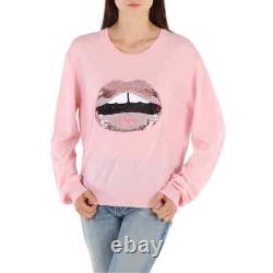 Markus Lupfer Ladies Sequin Lips Sweater in Pink