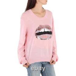 Markus Lupfer Ladies Sequin Lips Sweater in Pink