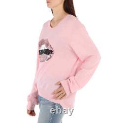 Markus Lupfer Ladies Sequin Lips Sweater in Pink