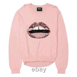 Markus Lupfer Ladies Sequin Lips Sweater in Pink