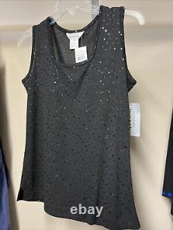 Misook Black Sequin Sleeveless Top Sz XS NWT