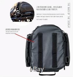 Motorcycle Bike Tail Seat Bag Luggage Helmet Pack Case PU leather with Water Cover