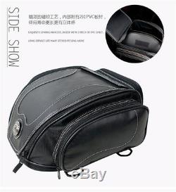 Motorcycle Bike Tail Seat Bag Luggage Helmet Pack Case PU leather with Water Cover