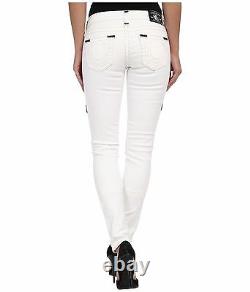 NEW $309 True Religion Jeans Stella Black Super T White Skinny Lowrise Denim NWT