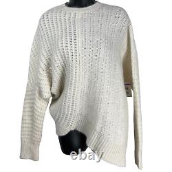 NEW All Saints Cream Fuzzy Alpaca/Wool Asymmetrical Cut Sweater Women's Size S