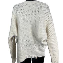 NEW All Saints Cream Fuzzy Alpaca/Wool Asymmetrical Cut Sweater Women's Size S