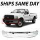 New Chrome Steel Bumper For 2005-2007 Ford F250 F350 Super Duty Without Flares