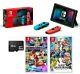 New Nintendo Switch Neon Super Bundle + Mariokart8 + Super Smash Bros + 16gb