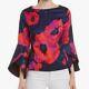 New Trina Turk Grand Jete Top Bell Sleeve Size Small Nwt Navy Blue Red