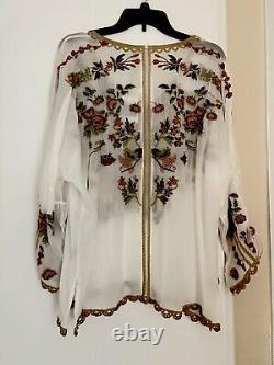 NWT $298 Johnny Was Lantana Emboidered Blouse Ivory XL