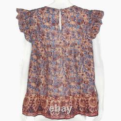 New Anthropologie Othilia Leonie Embroidered Floral Block Print Top sz 12 NWT 18