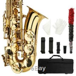 New Beginner Student Super Sound Paint Gold Eb Alto Saxophone Sax withCase