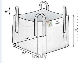 New Heavy Duty FIBC Bulk Bags Super Sacks 2500 LBS 35X35X40 Open Top Flat Bottom