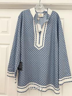 Nico Blu Womens Blue White Vietri Porcelain Print Capri Tunic Size 3X NWT