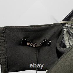 Nookie Illusion Crop Top Padded Sheer Billowed Sleeves Black Size S NWT
