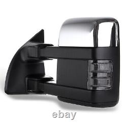 Power Heated LED Smoke Signal Chrome Towing Mirrors Pair For 1999-2007 Ford F250