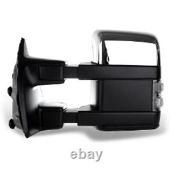 Power Heated LED Smoke Signal Chrome Towing Mirrors Pair For 1999-2007 Ford F250