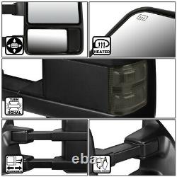 Power+heated+smoked Led For 99-07 Ford F250-550 Super Duty Towing Mirror Pair