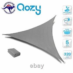 Qozy SUPER Extra Heavy Duty Sun Shade Sail 320gsm Square Rectangle Triangle Grey
