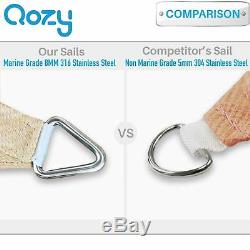Qozy SUPER Extra Heavy Duty Sun Shade Sail 320gsm Square Rectangle Triangle Sand