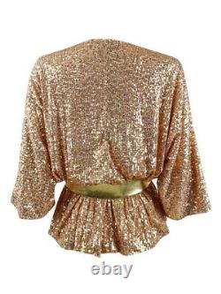 Rachel Zoe Women's Harrison Sequin Belted Jacket (4, Pink/Gold)