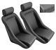 Retro Classic Vintage Racing Bucket Seats Black Perforated With Sliders (pair)