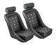 Retro Classic Vintage Racing Bucket Seats With Grommet (pvc) With Sliders (pair)